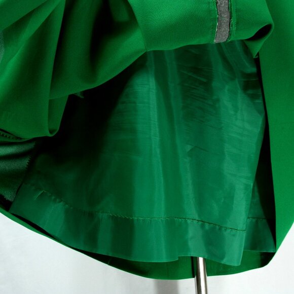 Vintage Les Wilk Collared Belted Ruffle Midi Secretary Geek Dress Green 1960s M - Picture 5 of 11